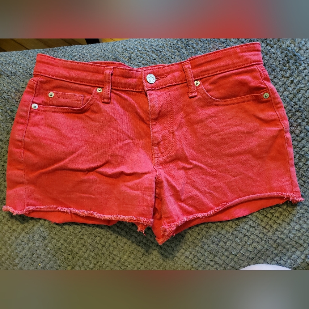Red boyfriend shorts